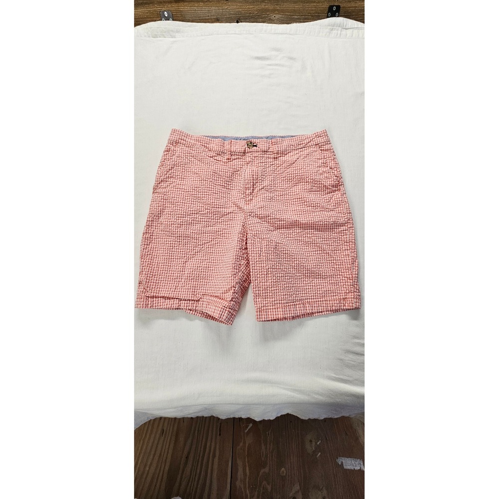 Tommy Hilfiger Mens Red White Gingham Seersucker Shorts Size 36 Preppy Summer